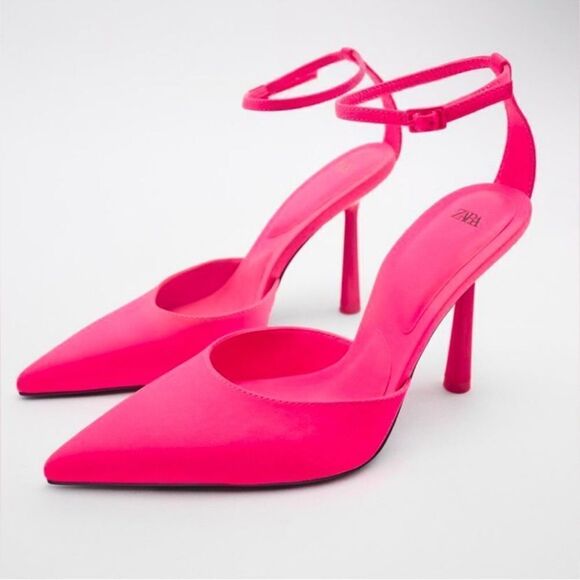 Zara Neon Pink High Heels Size 7 - Picture 13 of 16